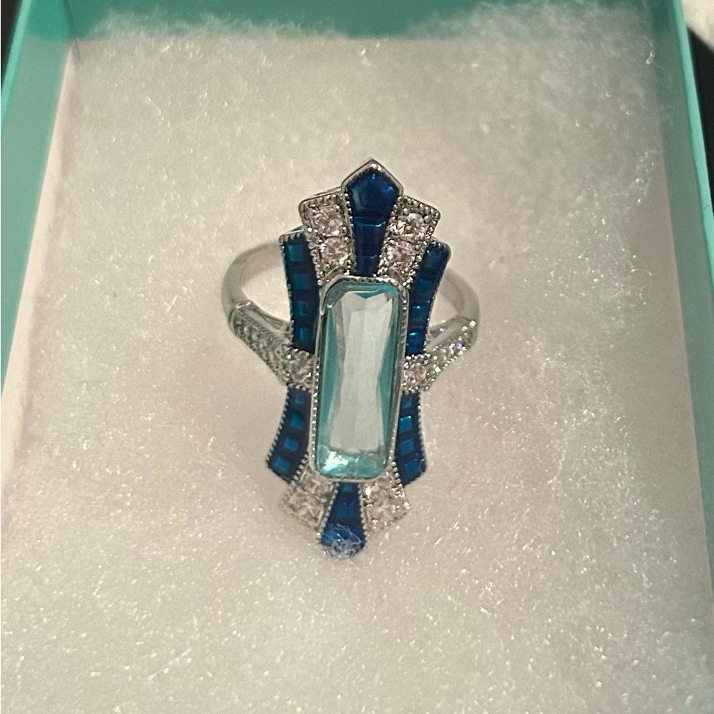 Elegant Blue and Silver Ring - 8